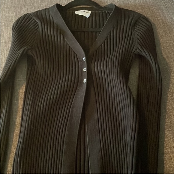 Three button form fit sweater top - Picture 2 of 4